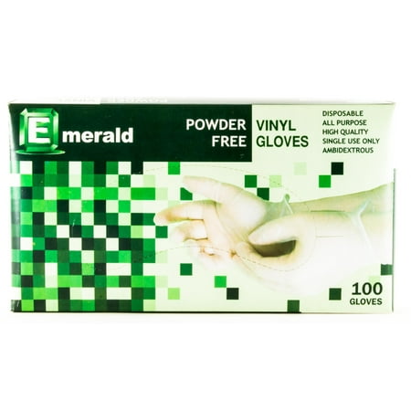 Emerald Shannon Powder-Free Vinyl Gloves 4 Mil - Box of 100 (Large)