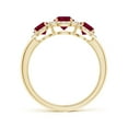 thumbnail image 2 of ANGARA Natural Round Ruby Three Stone Halo Ring with Diamonds in 14K Yellow Gold for Women (Size-5mm) | July Birthstone, Birthday, Anniversary, Jewelry Gift for Women | Natural Ruby Ring, 2 of 8
