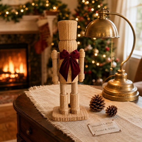 Oversized Nutcracker, 12 inch Unfinished Wooden Nutcracker Soldier Figurine with Velvet Bow, Paint Your Own Christmas Holiday Decor Centerpiece