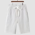 thumbnail image 6 of Domuza Mens Cotton Linen Yoga Beach Shorts Lightweight Workout Board Baggy Shorts Classic Summer Yoga Short White XL, 6 of 7