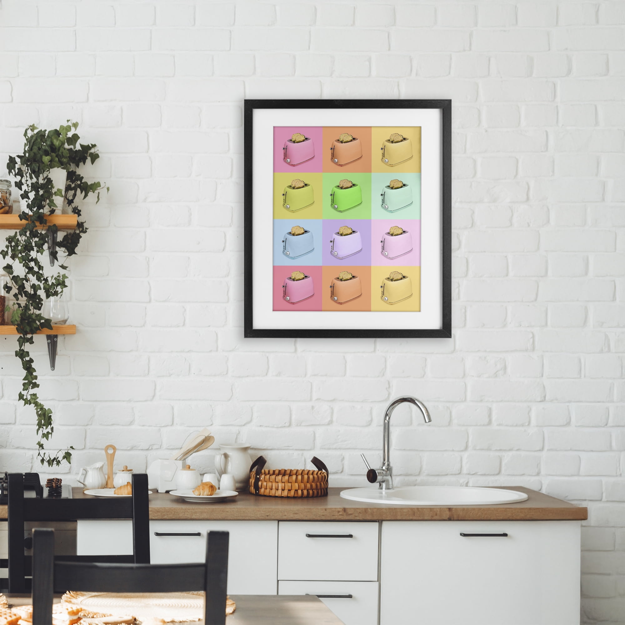 Stupell Industries Golden Disco Toaster Collage Black Framed Print Under Glass, design by LISH Creative