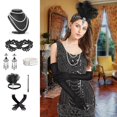 thumbnail image 3 of Conjunto de accesorios flapper de los años 20. Accesorios de los años 20. Conjunto de accesorios de los años 1920 con diadema flapper, collar con ojos de encaje, pulsera y pendientes., 3 of 6