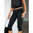 thumbnail image 2 of Women's Y2k Fold Over Capri Pants 3/4 Length Pants Foldover Leggings Knee Length Stretch Tight Solid Color Yoga Pants, 2 of 6
