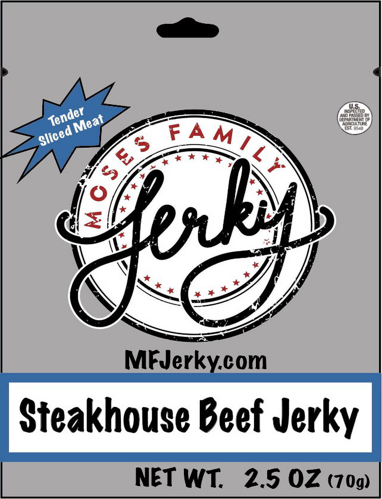 Moses Family Jerky, Steakhouse Beef Jerky Multi Pack, 2.5 Ounce (Pack of 4), Tender Sliced Meat