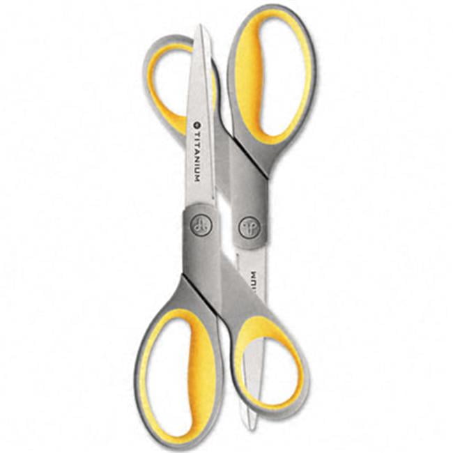 Acme United Titanium Bonded Scissors - Yellow/Gray - 8in L/R Hand - Two per Pack