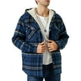 thumbnail image 2 of CharmCyan Men’s Hooded Sherpa Lined Plaid Flannel Shirt Jacket with Button Down Front and Chest Pocket for Outdoor Workwear Navy M, 2 of 2