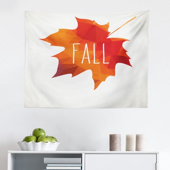 Autumn Tapestry, Fall Season Landscape in Warm Tones Maple Tree Branches Sundown on Abstract Backdrop, Fabric Wall Hanging Decor for Bedroom Living Room Dorm, 2 Sizes, Multicolor, by Ambesonne