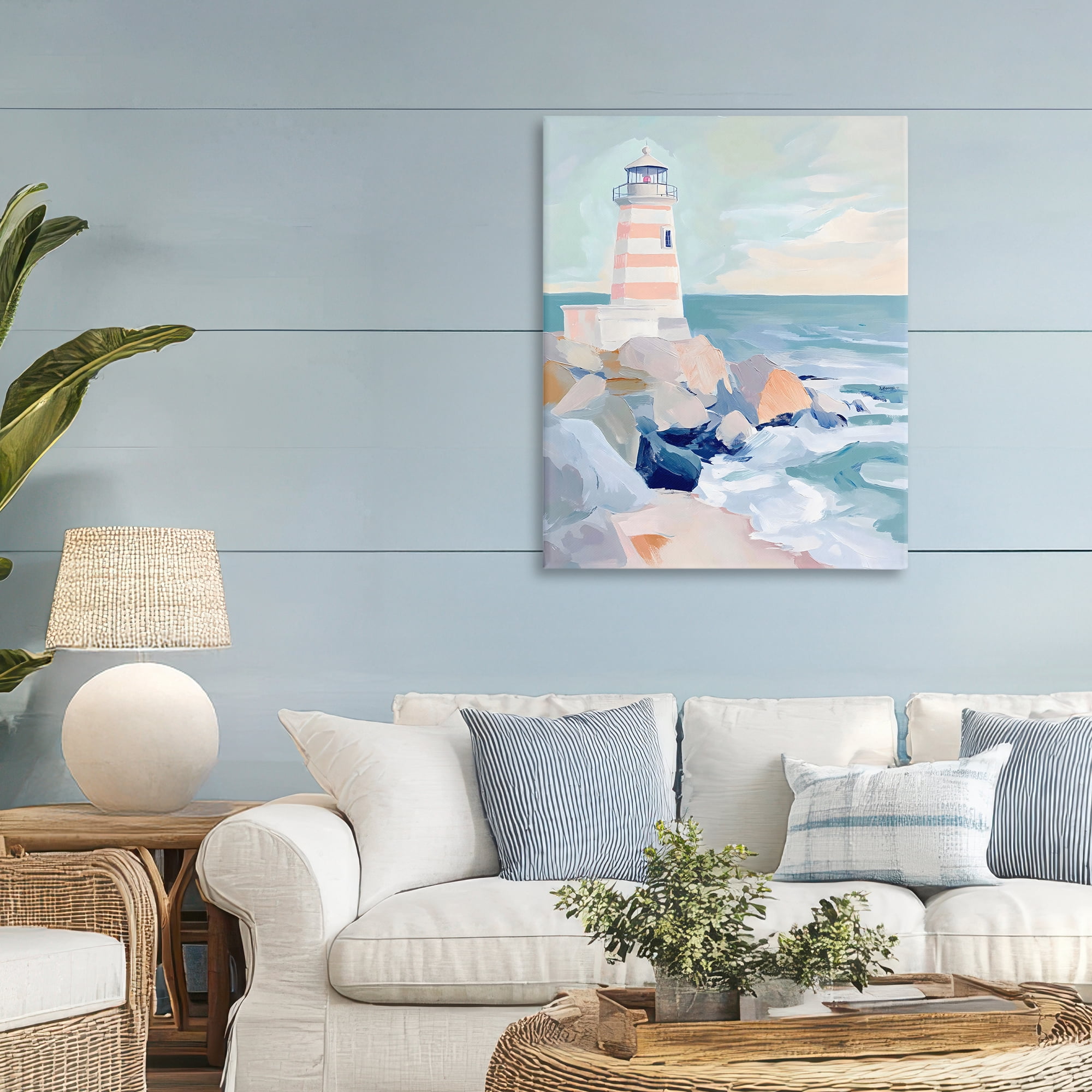 Stupell Industries Coastal Lighthouse in Pastels Canvas Wall Art, design by Creative Studio