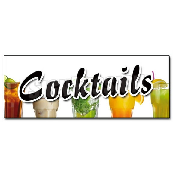 48" COCKTAILS DECAL sticker all day 2 for 1 two for one beer bar happy drink