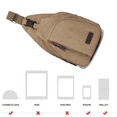 thumbnail image 3 of Canvas Sling Bag Crossbody Backpack Hiking Daypack Rucksack for Men Women Outdoor Cycling Travel, 3 of 5