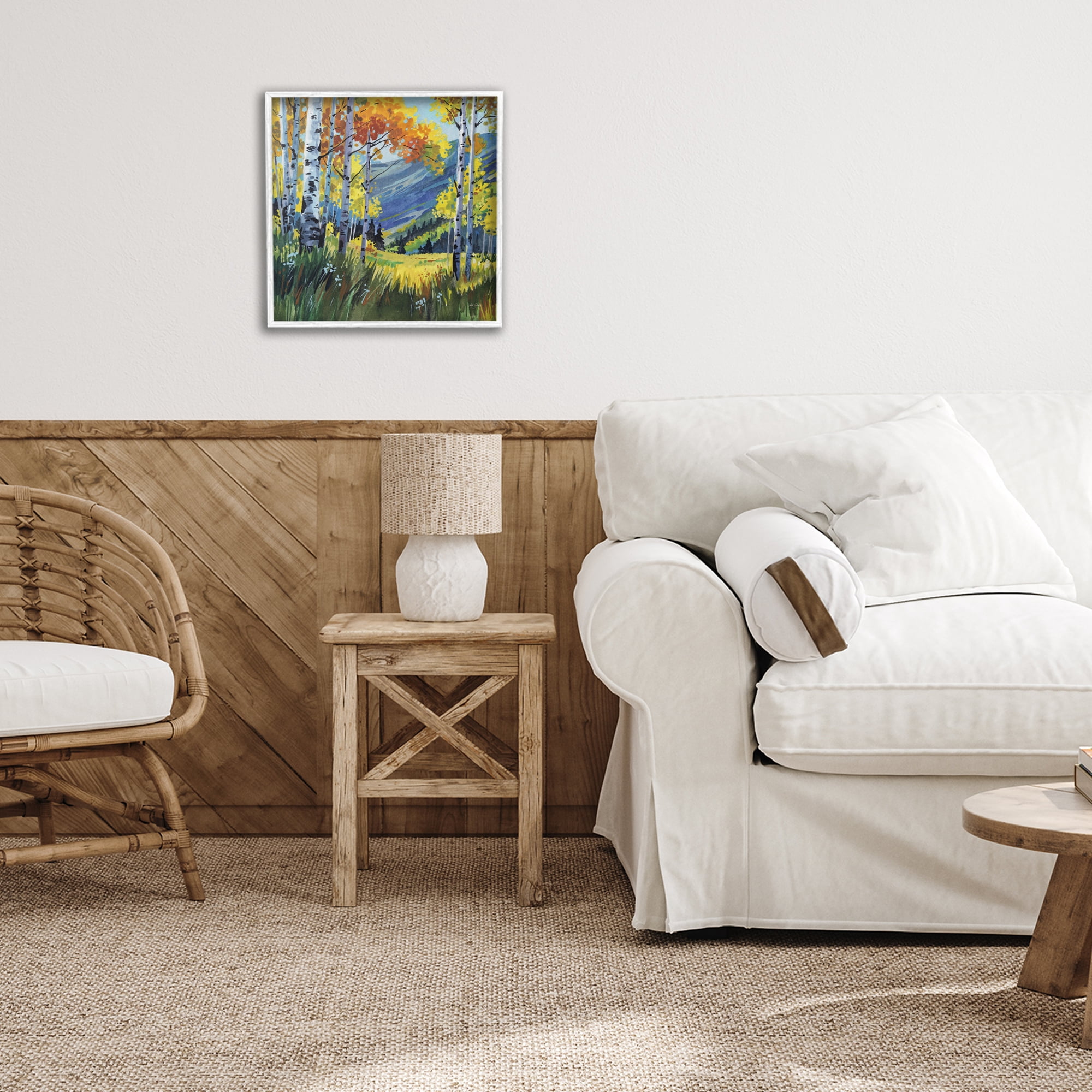 Stupell Industries Autumn Golden Birch Grove White Framed Giclee Art, design by Kate Jarvik Birch