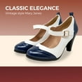 thumbnail image 4 of Chase & Chloe Women's Vintage-Inspired Mary Jane Pumps with Wingtip and Mid-Heel, 4 of 5