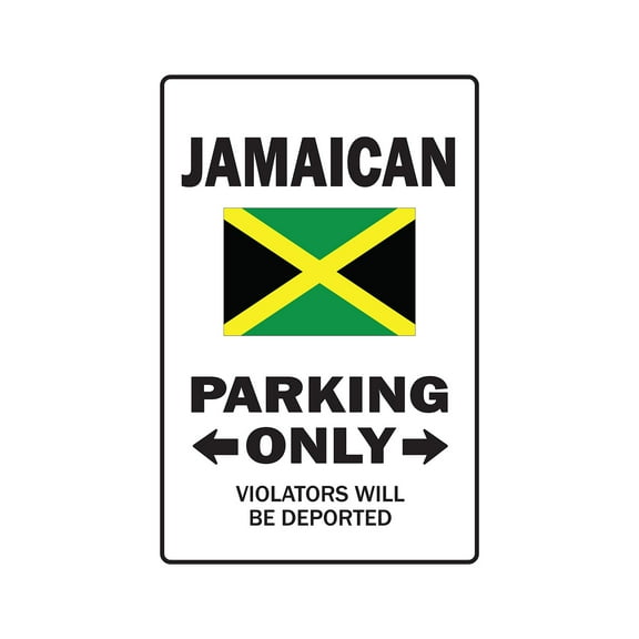 PARKING FOR JAMAICAN ONLY Aluminum Sign jamaica flag national pride love | Indoor/Outdoor | 14" Tall