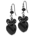thumbnail image 2 of Finest Gold 1928 Jewelry Black-Plated Jet Black Faceted Glass Bead Cluster Dangle Earrings, 2 of 3