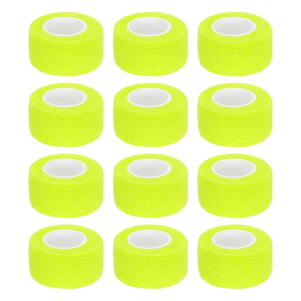 12 Paquete Venda Cohesiva Elástica 1 Pulgada x 5 Yardas Cinta Atlética Autoadhesiva Transpirable Amarillo Fluorescente