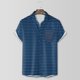 thumbnail image 3 of Camisas Oversize Hombre Camisa de vestir de manga corta para hombre Camisa con estampado de lunares de ajuste regular con bolsillo Camisa con botones informales (Dark Blue, XXL), 3 of 5