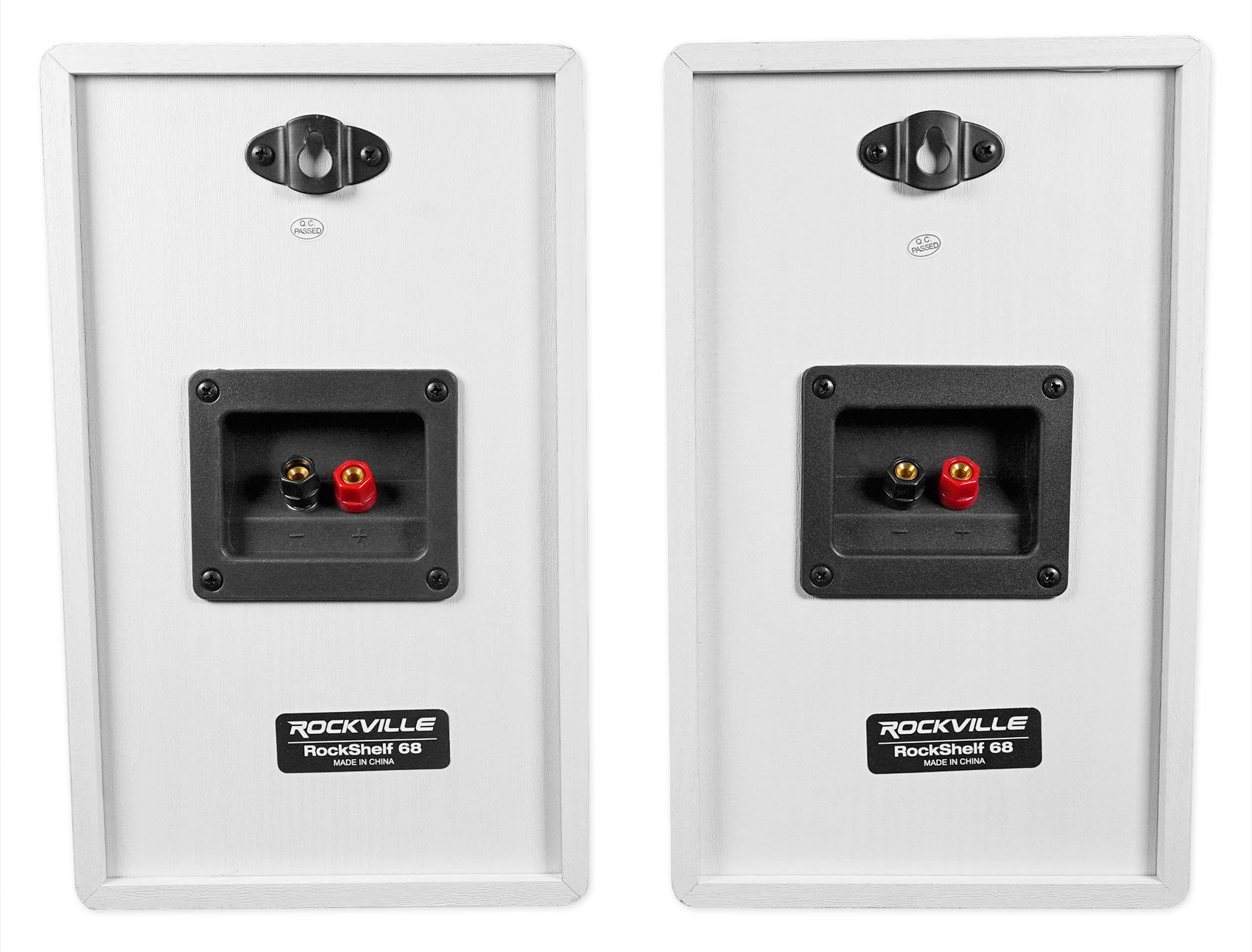 Pair Rockville RockShelf 68W White 6.5" Home Bookshelf Speakers + 36" Stands
