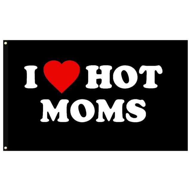 Bandera de I Love Moms I Love Hot Moms Flags - Bandera de decoración divertida para interiores y exteriores - Regalos de tapiz para el día de la madre y cumpleaños