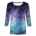 thumbnail image 2 of Craaazy Women's Planets Sun Universe Space Print Casual Loose Crew Neck 3/4 Sleeve Tops(S-5XL) Gifts, 2 of 4