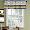 thumbnail image 3 of 2 Pack Navy Blue Yellow Striped Valances for Windows Bedroom Living Room Window Treatments, Farmhouse Vintage Stripe Rod Pocket Valance Drapes Short Kitchen Curtains Over Sink 42"x18", 3 of 8