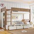 thumbnail image 3 of Bellemave Twin Over Twin Bunk Bed with 4 Storage Drawers and Wardrobe, Solid Wood Kids Bunk Beds Frame with Shelf, No Box Spring Needed (Beige & Natural), 3 of 9