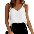 thumbnail image 5 of Rigardu Tank Tops For Women V Neck Silk Summer Satin Sleeveless Blouse Basic Camisole Shirts White+L, 5 of 6