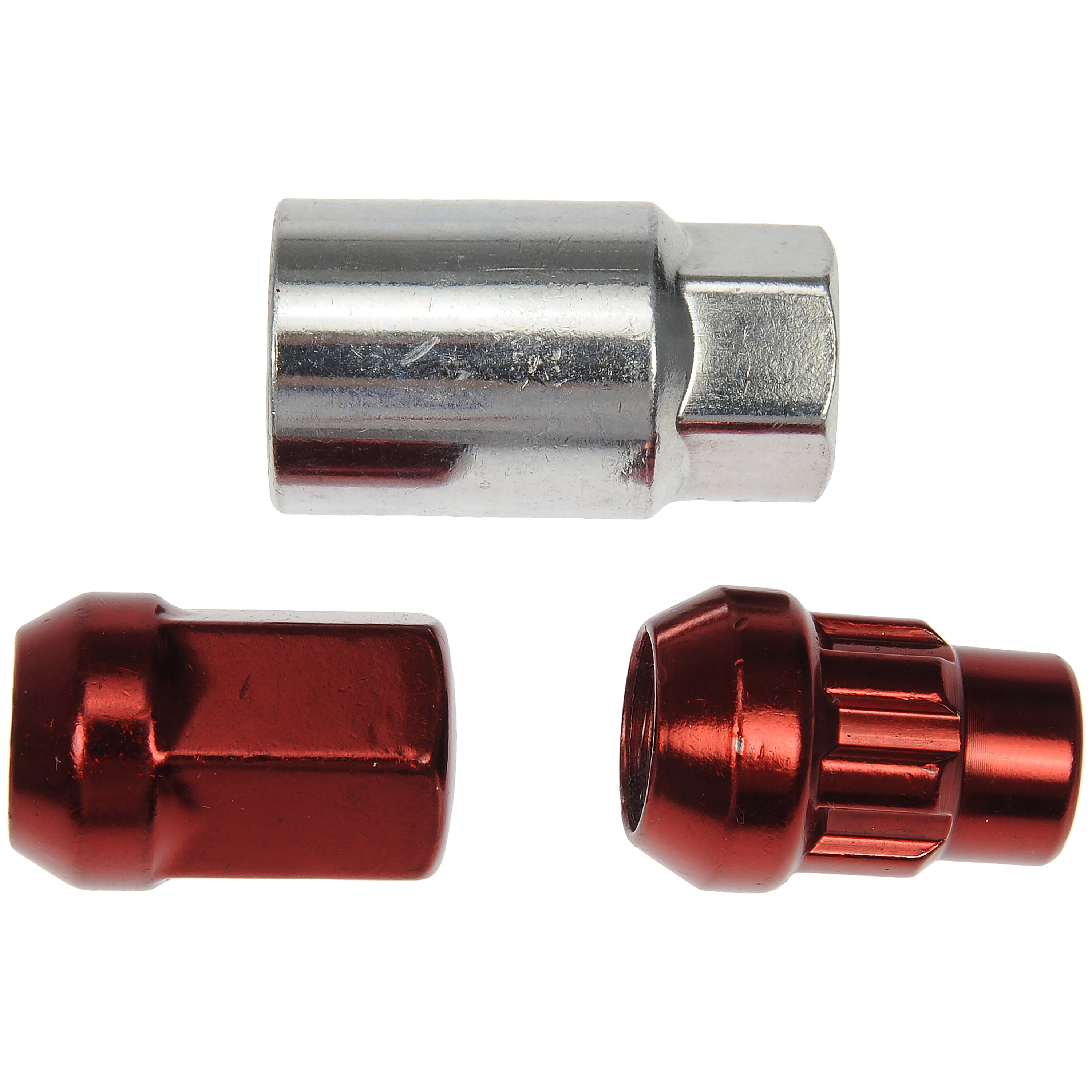 Dorman 713-675E Wheel Lug Nut for Specific Models, Red; Chrome (Pack of 20)
