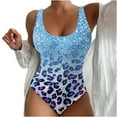 thumbnail image 2 of HaoXianJian Womens 1 Piece Swimsuit Gradient Color Leopard Print Bathing Suit Crew Neck Swim Suit Slim Swimwear Bodysuit, 2 of 3