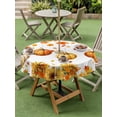 thumbnail image 3 of Outdoor Tablecloth with Umbrella Hole and Zipper, Orange Pumpkins Fall Round Table Cloth 54 Inch Waterproof Tablecloth, Thanksgiving Sunflower Leaf Picnic Table Cover for Patio Camping, 3 of 7