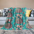 thumbnail image 2 of ZHZY Pineapple Watercolor Fruit Pink Magenta Pineapple On A Turquoise Background Decorative Flannel Blanket Perfect Gift for All Seasons 60x80in, 2 of 6
