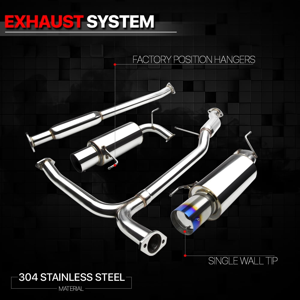 DNA Motoring For 98-02 Honda Accord 3.0L V6 Dual Muffler Racing Cat-Back Exhaust Titanium Style Tip