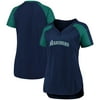 Seattle Mariners Fanatics Branded Women's Iconic League Diva Raglan V-Neck T-Shirt - Navy/Aqua