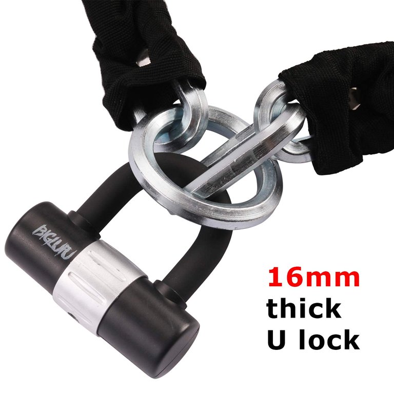 BIGLUFU Motorcycle Chain Locks Heavy Duty 5ft Long, Cut Proof 0.6 inch  Thick Square Chains with 4 Keys U Lock, for Motorcycles , Bike, Generator,  Gates 