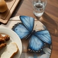 thumbnail image 4 of Round Placemats Blue Butterfly Flowers 15 inch Set of 2 Table Mats for Dining Table Watercolor Leaf Wood Grain Heat Resistant Non-Slip Kitchen & Home Decorative Place Mat Set, 4 of 8