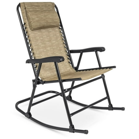 Best Choice Products Foldable Zero Gravity Rocking Mesh Patio Recliner Chair w/ Headrest Pillow,