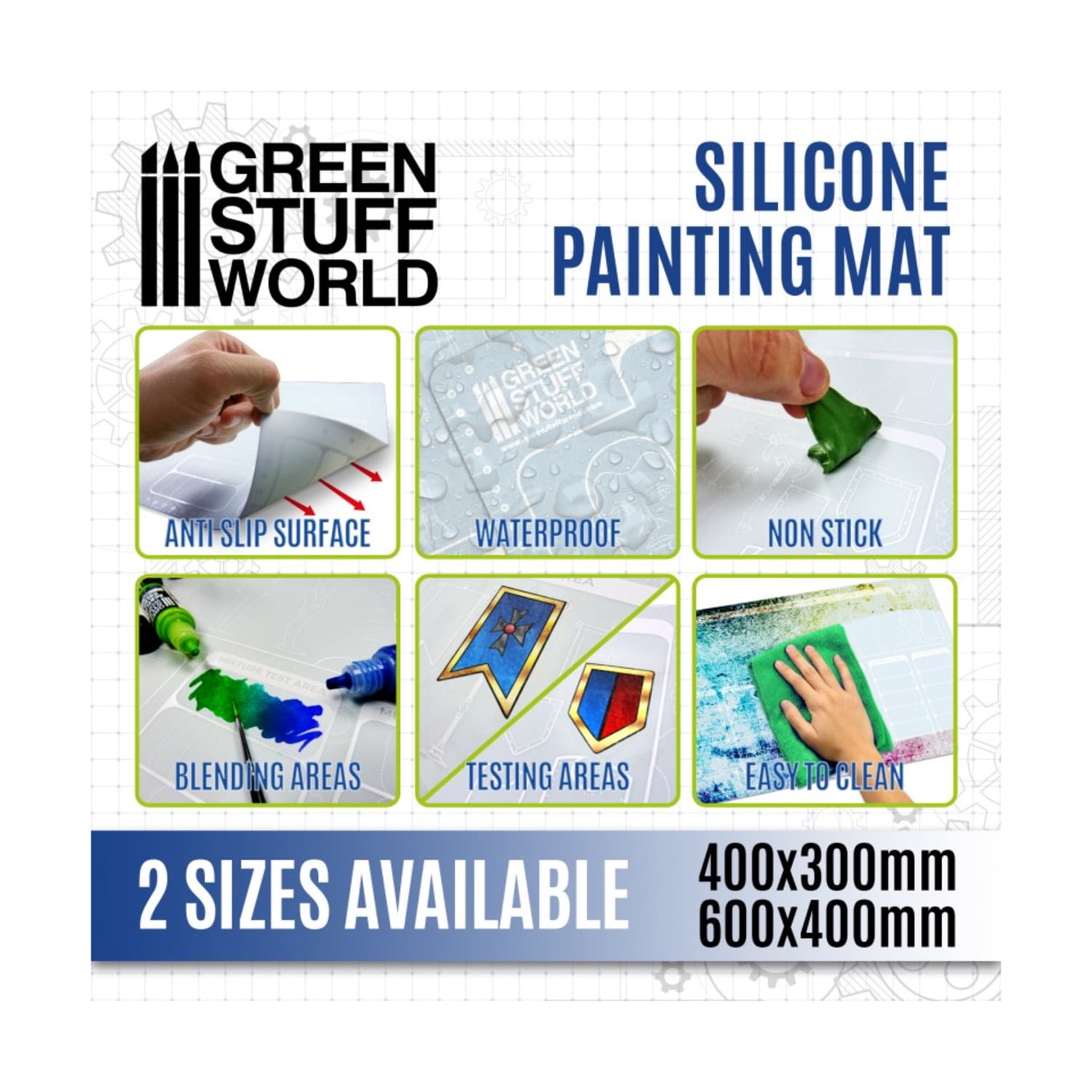 Green Stuff World Silicone Painting Mat - 400x300mm New