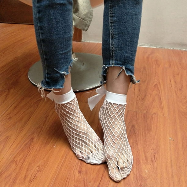 jovati Fishnet Socks Women Ankle Women Ruffle Fishnet High Socks Mesh Lace Fish Net Short Socks