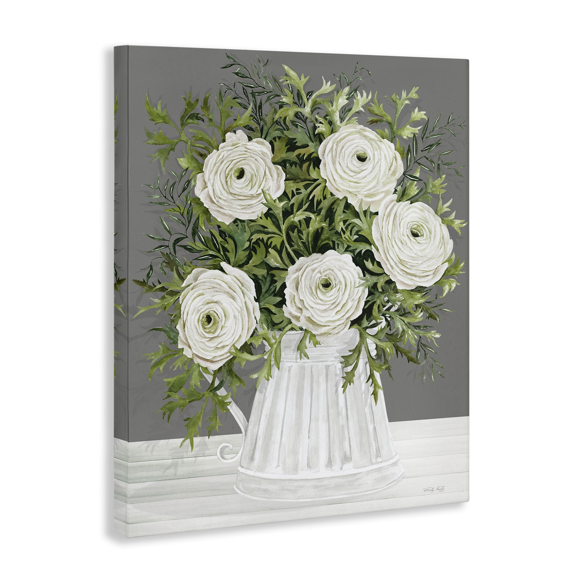 Stupell Industries Peonies in Country Vase Botanical & Floral Painting Gallery Wrapped Canvas Art Print Wall Art, 36 x 48