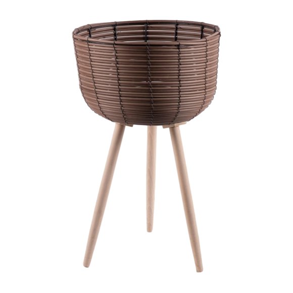 Cesta para plantas con soporte, maceta decorativa, moderna cesta de ratán, maceta para flores Estilo B