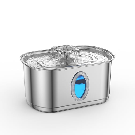 ACDANC Cat Water Fountain Stainless Steel,108Oz/3.2L Pet Fountain with Water Level Window,Automatic Water Dispenser for Cats and Dogs,Electric Drinking Bowl Suitable for Multiple Pets,Silver