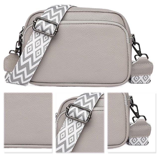 Bolso Bandolera Cuero Genuino para Mujer Hombro Fin Semana (gris)