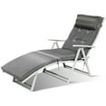 thumbnail image 2 of Topbuy Cushioned Folding Chaise Lounge Chair Adjustable Recliner  Gray, 2 of 5