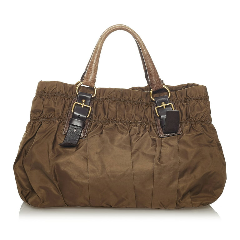 Prada Brown Leather Gauffre Tote Bag