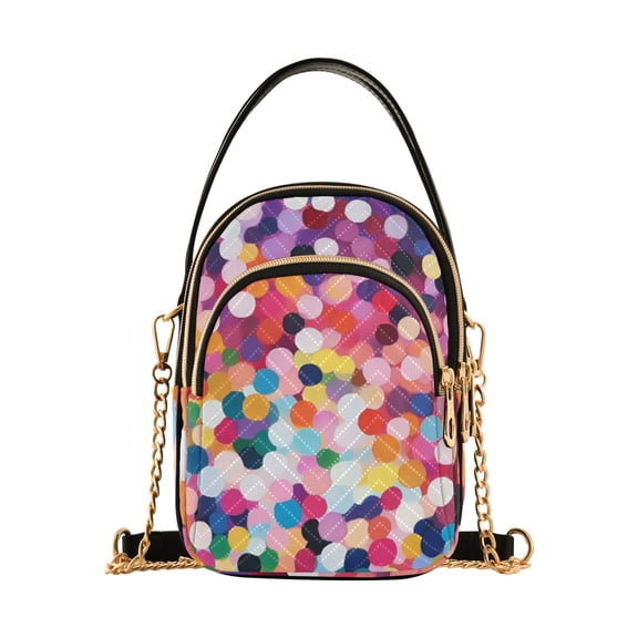 FORMRS Crossbody Bag for Women Shoulder Cell Phone Purse with Zipper, Black Colorful Circles