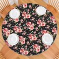 thumbnail image 2 of Soft Polyester Floral Print Tablecloth for Round Tables, Elastic Fit for Spring Decor or Daily Use, Fits 44-52 Inch Table, 2 of 7