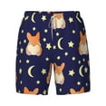 thumbnail image 4 of Lsque Mens Swim Trunks Corgi Lying With Moons And Stars Pattern - Bathing Suit Compression Liner - Beach Swim Shorts Swimwear - (S-3XL) - Stretch Quick Dry -Large, 4 of 9