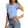 thumbnail image 4 of PRETTYGARDEN Womens Summer Crew Neck T Shirts Trendy Ruffle Sleeve Slim Fit Knit Going Out Tops Casual Spring Clothes, 4 of 10