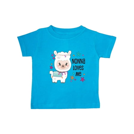 

Inktastic Nonna Loves Me- cute and happy llama Gift Baby Boy or Baby Girl T-Shirt