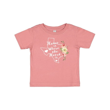

Inktastic Texas Home is Where The Heart is with Watercolor Floral Gift Baby Girl T-Shirt