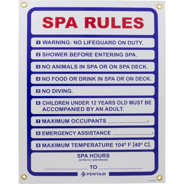 Sign, Spa Rules, 18" x 24"